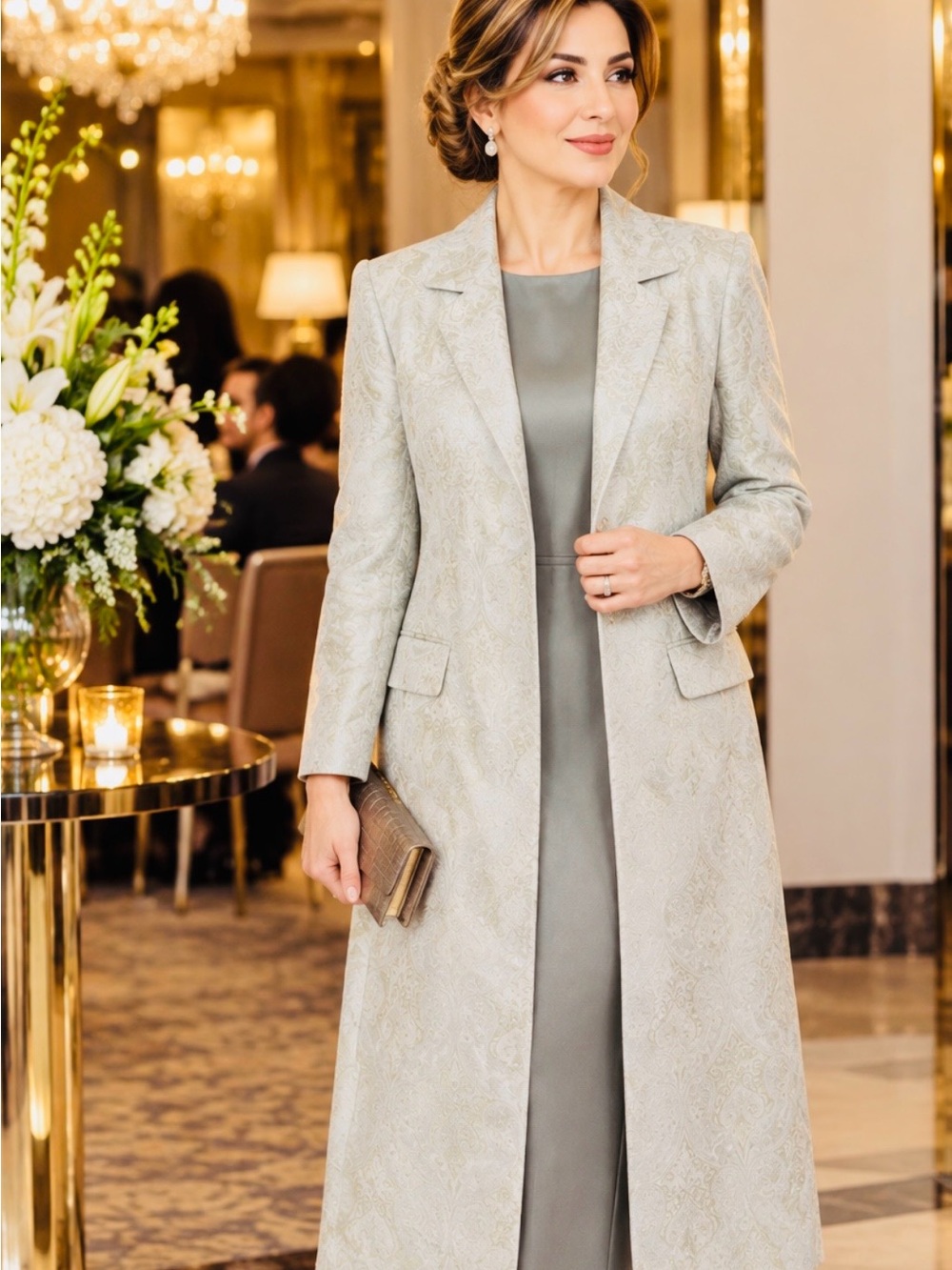100% silk luxury cream Amanda Smith Women's Long Trench Coat